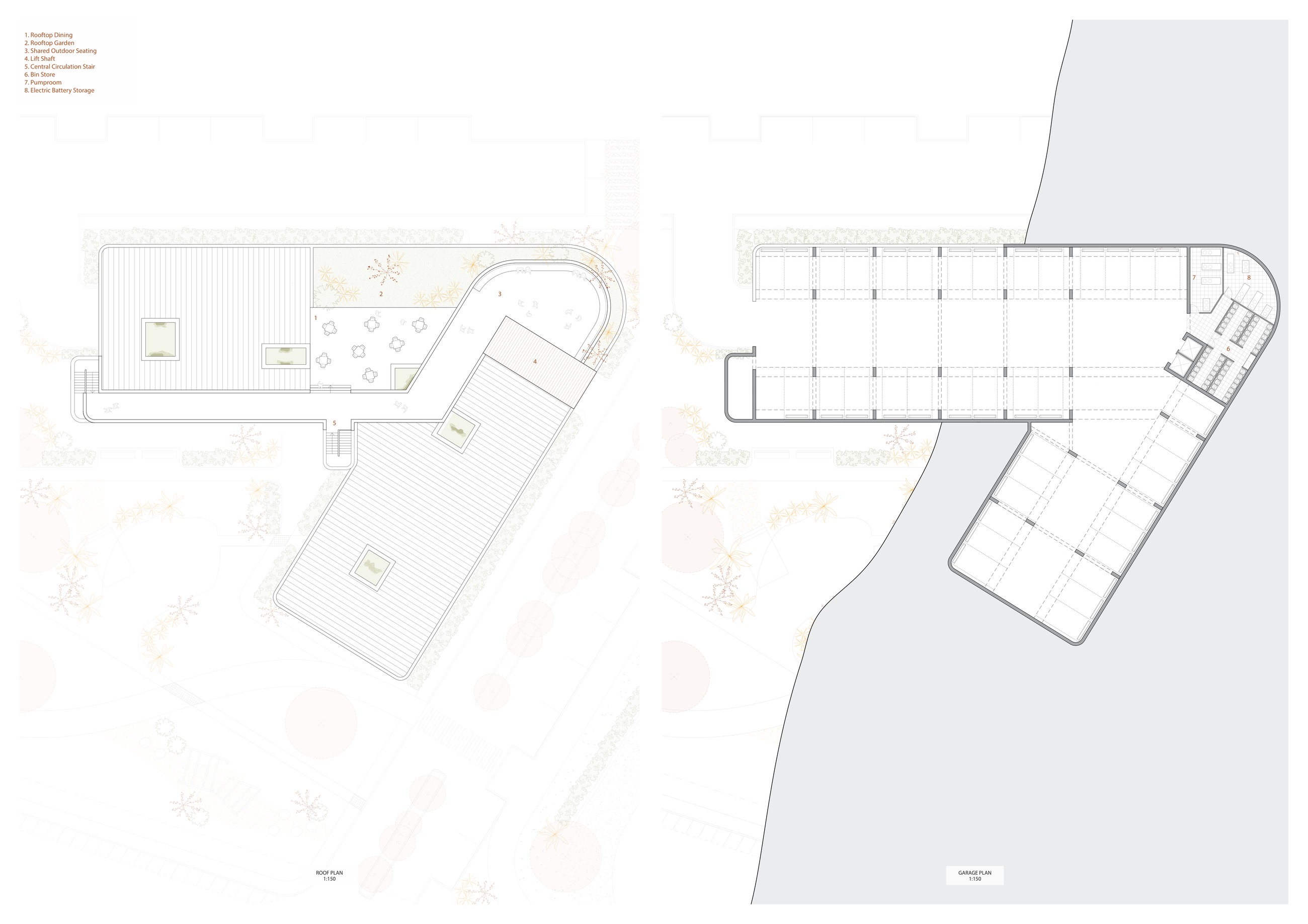 Beyond Four Walls — first & roof plan