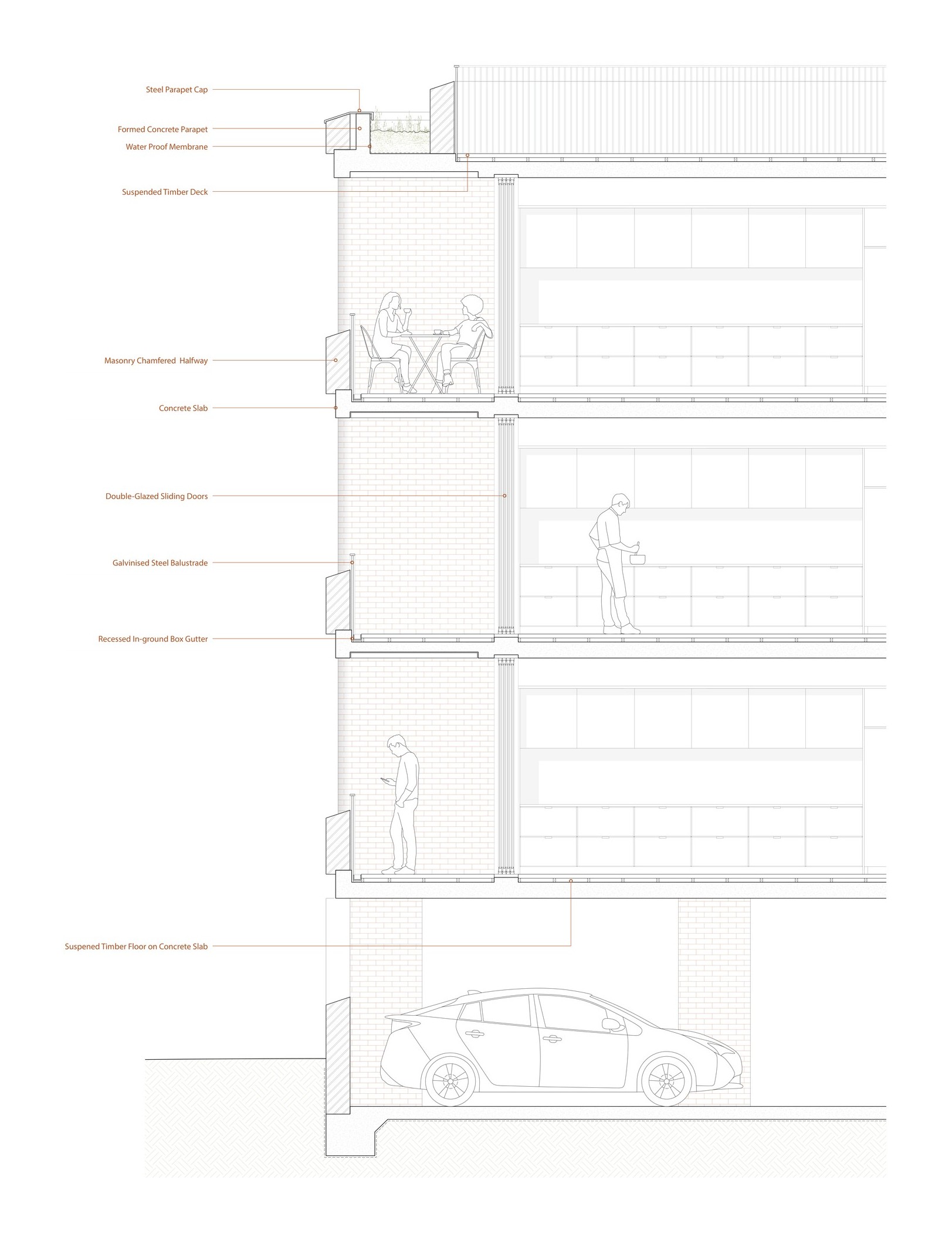 Beyond Four Walls — facade section